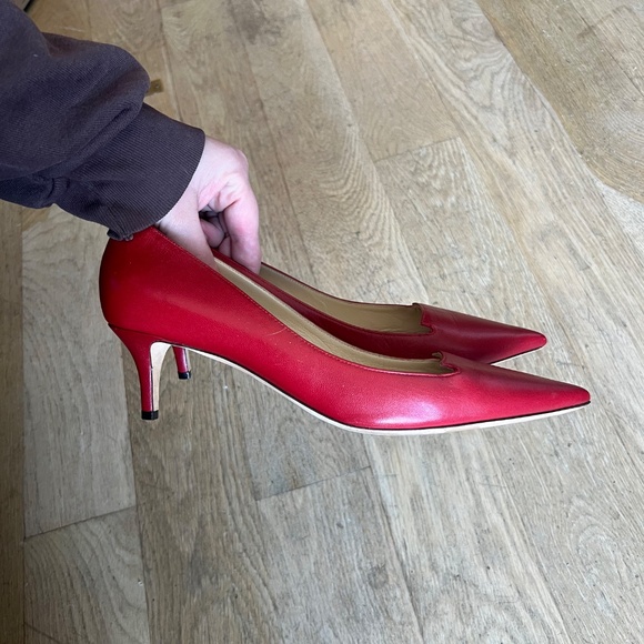 Red Leather Allure Jimmy Choo Kitten Heels - Picture 4 of 6